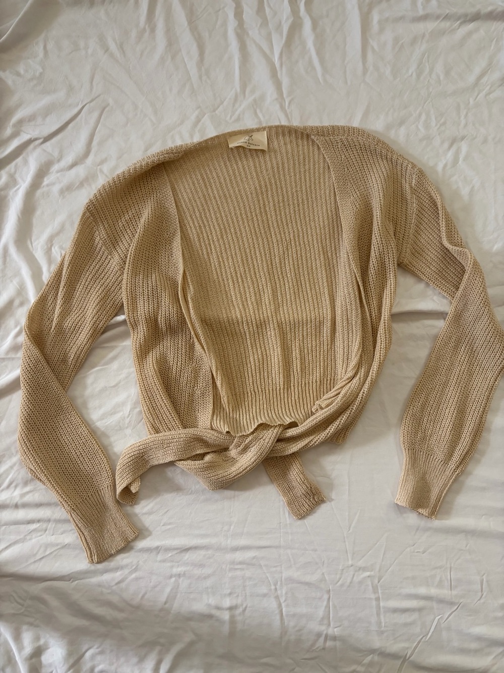 Hyped Unicorn Cream Knit Tie Front Cardigan